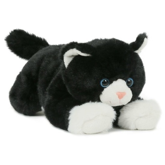 Pluche zwart-witte speelgoed poes-kat dierenknuffel 25 cm