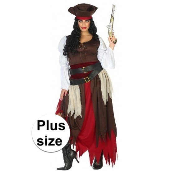 Plus size carnaval piraten verkleedkleding Francis voor dames