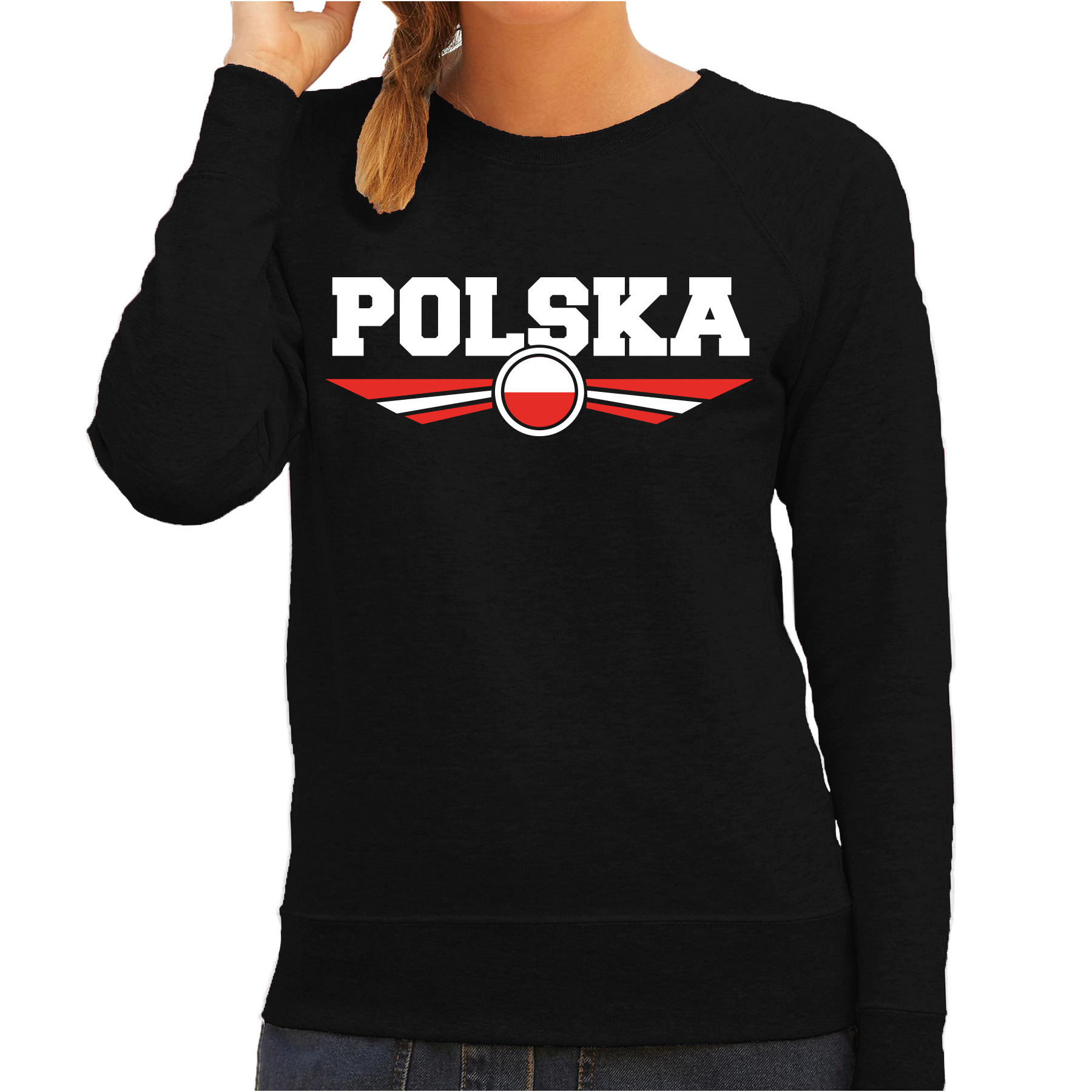 Polen-Polska landen sweater zwart dames