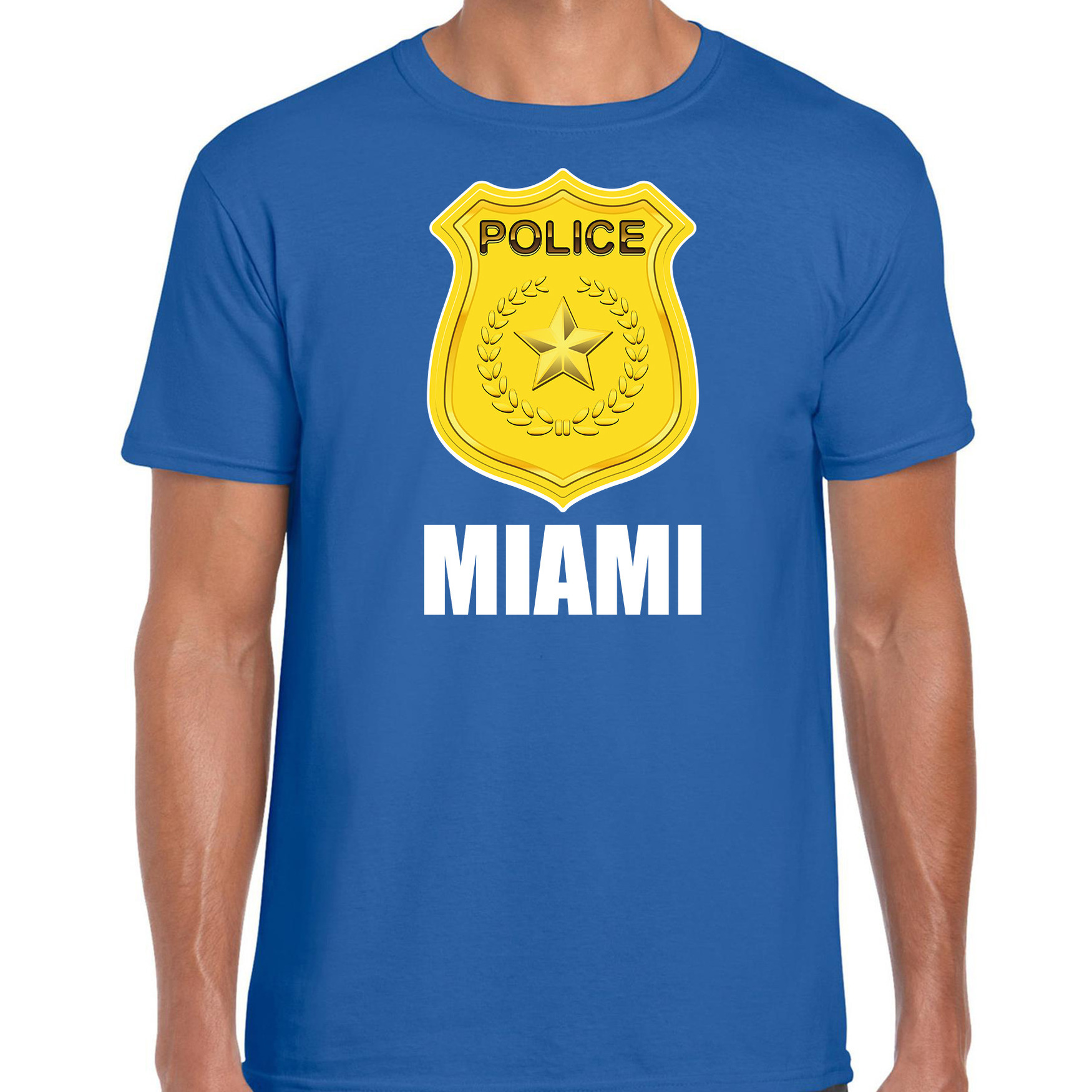 Police-politie embleem Miami verkleed t-shirt blauw voor heren