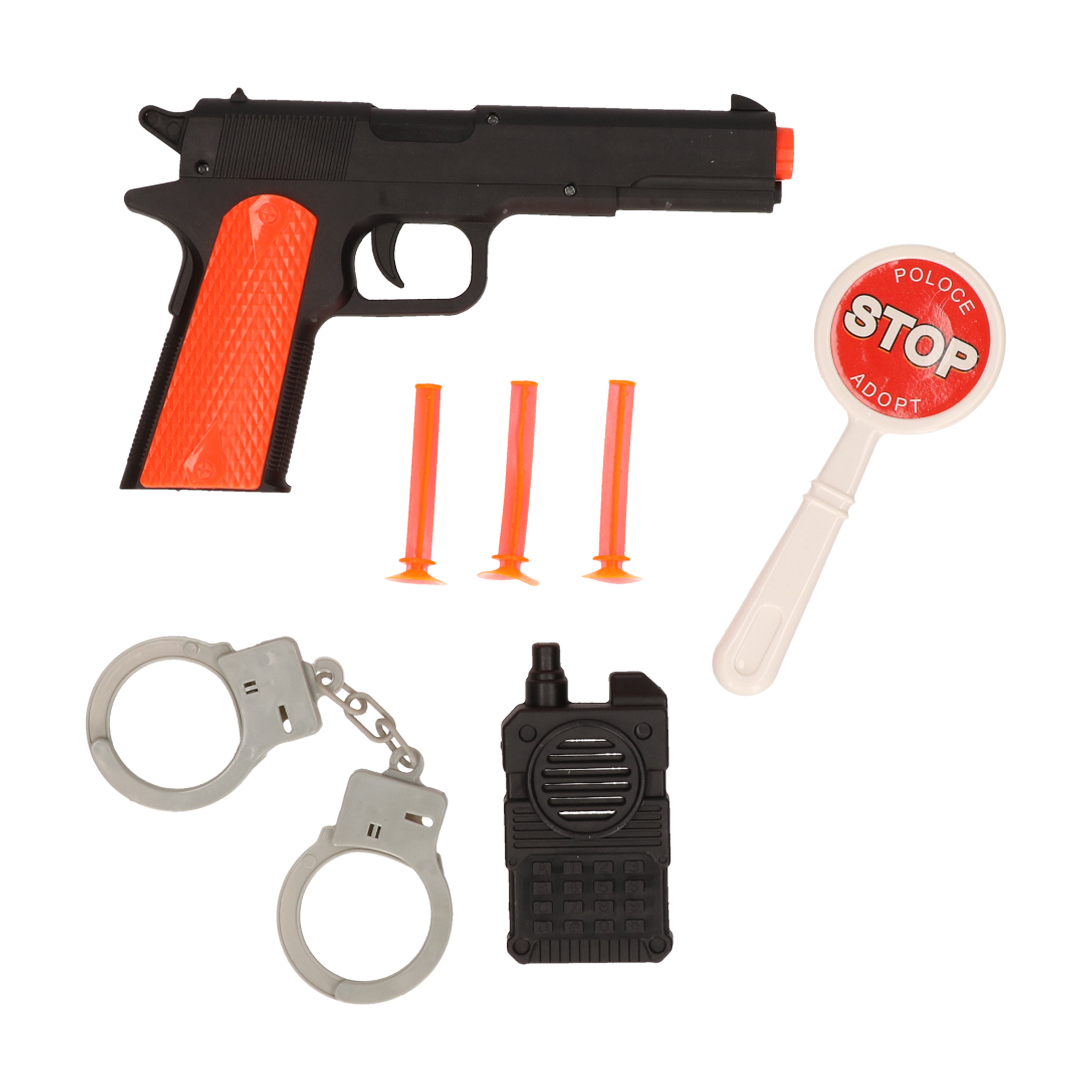 Politie speelgoed set pistool met zuignap pijltjes voor kinderen plastic met accessoires