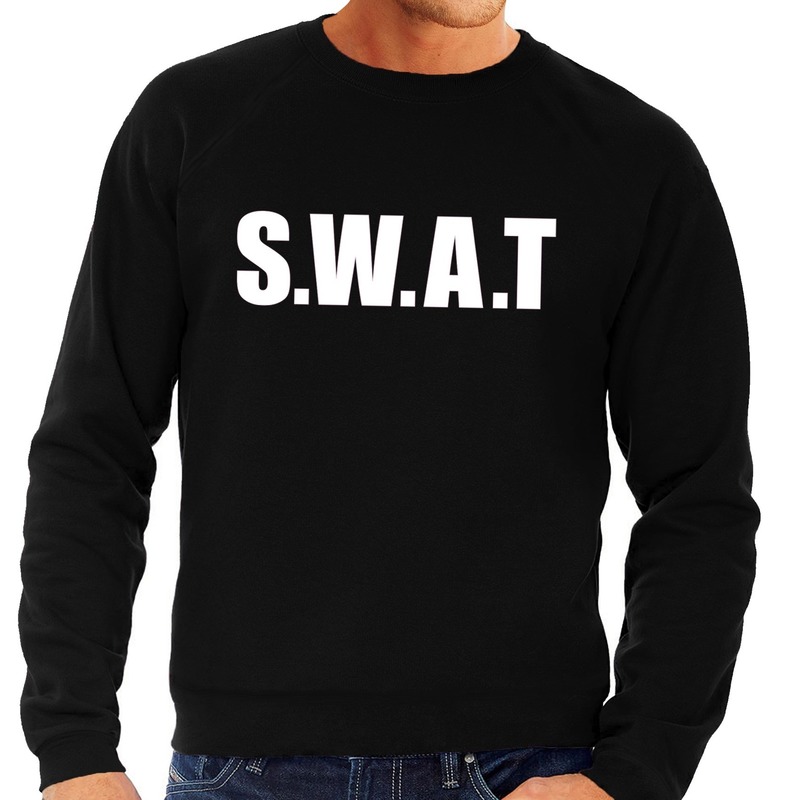 Politie SWAT tekst sweater / trui zwart voor heren