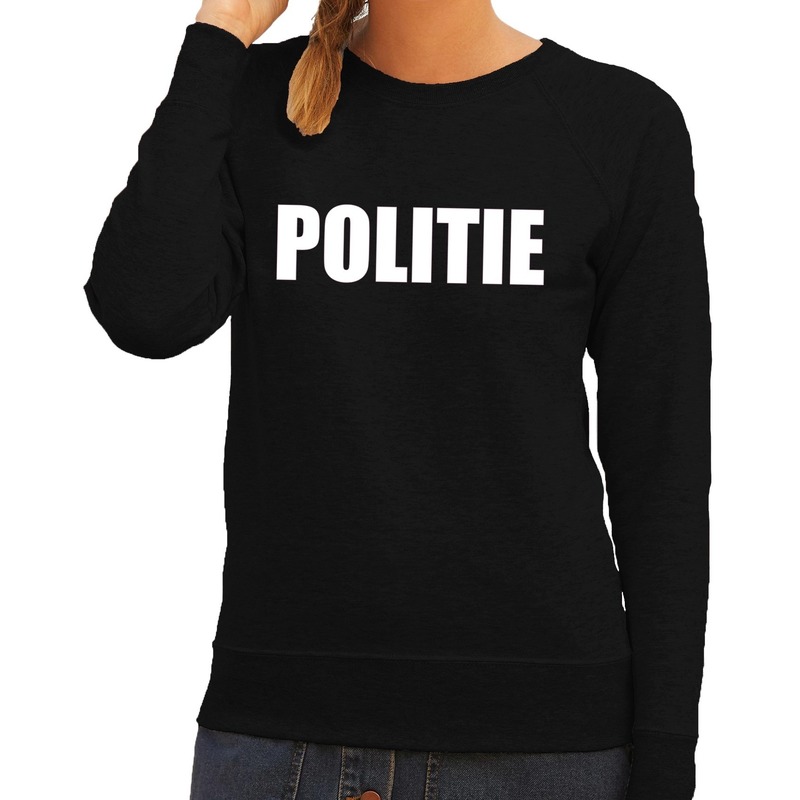 Politie tekst sweater / trui zwart voor dames