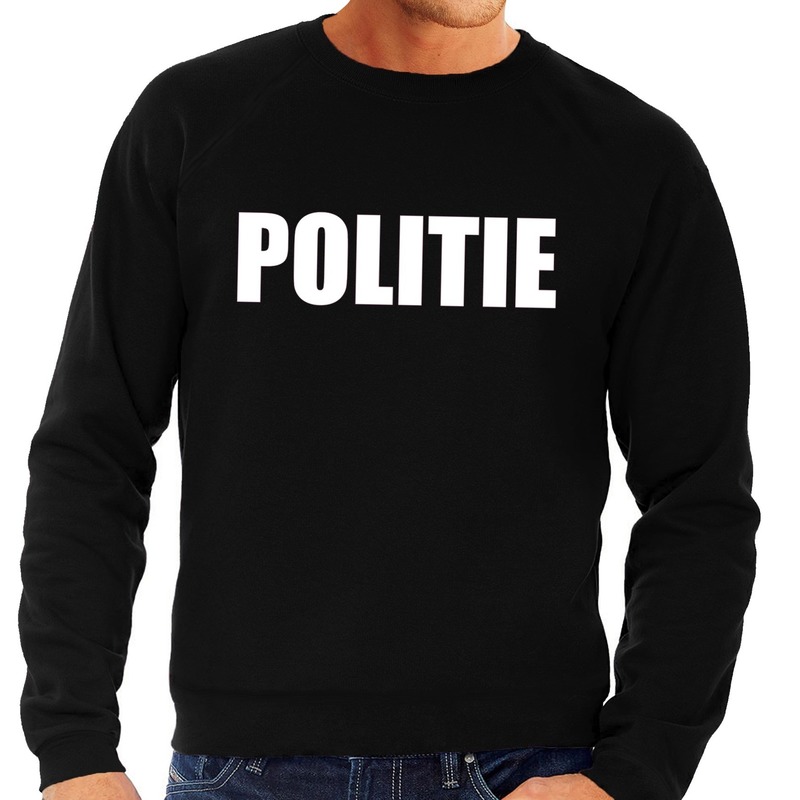 Politie tekst sweater-trui zwart voor heren