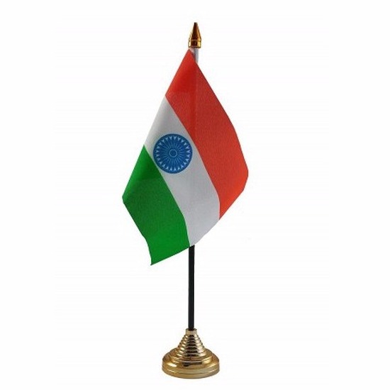 Polyester Indiase vlag voor op bureau 10 x 15 cm