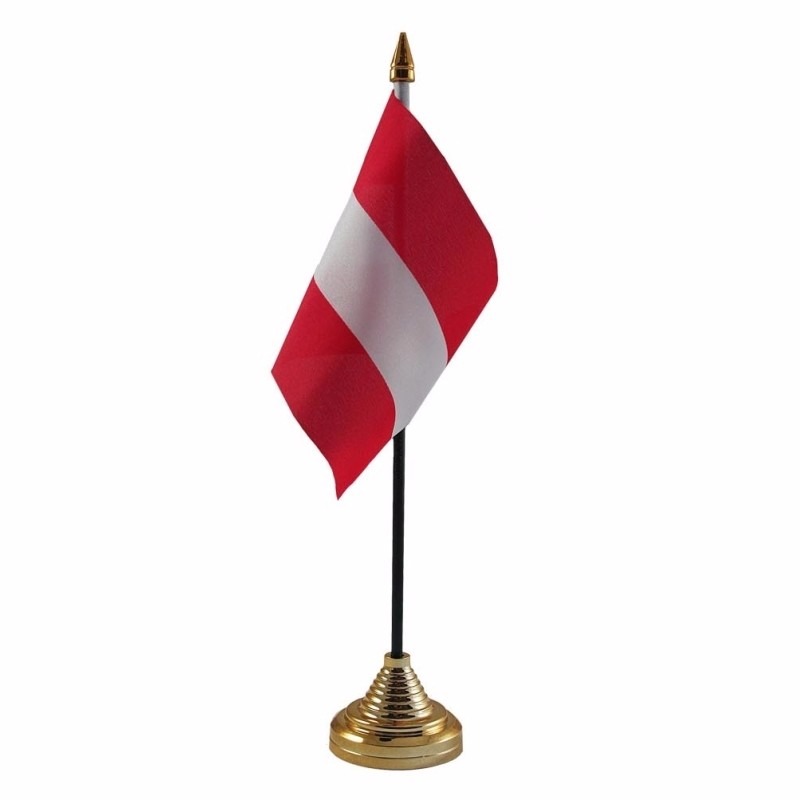Polyester Oostenrijkse vlag voor op bureau 10 x 15 cm