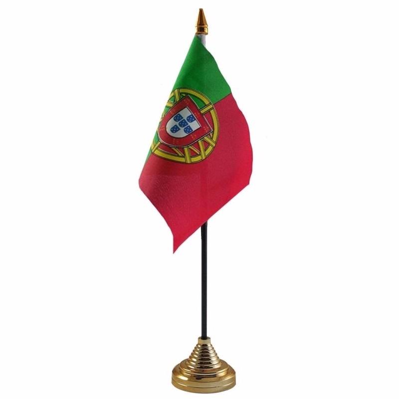 Polyester Portugese vlag voor op bureau 10 x 15 cm