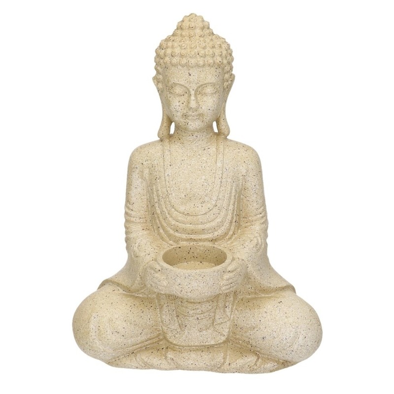 Polystone waxine houder Boeddha 27 cm