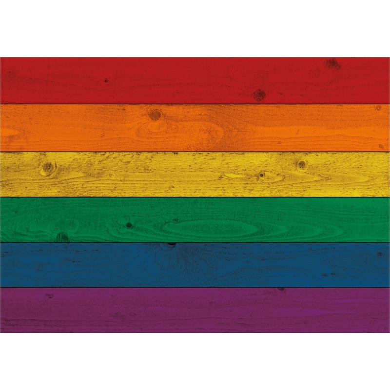 Poster van de regenboog vlag op hout 84 cm