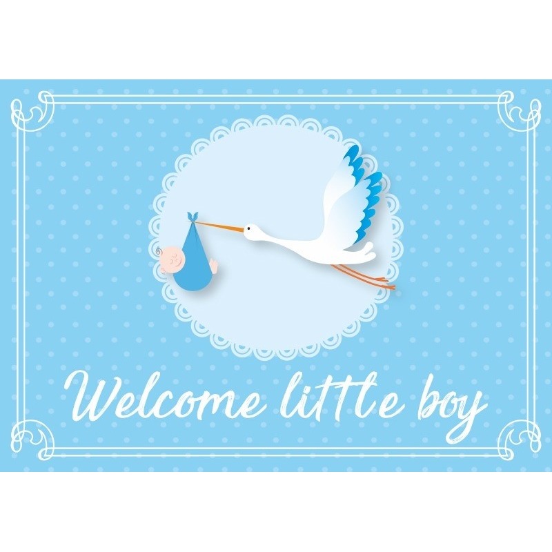 Postkaartje-wenskaartje geboorte-babyshower jongen blauw