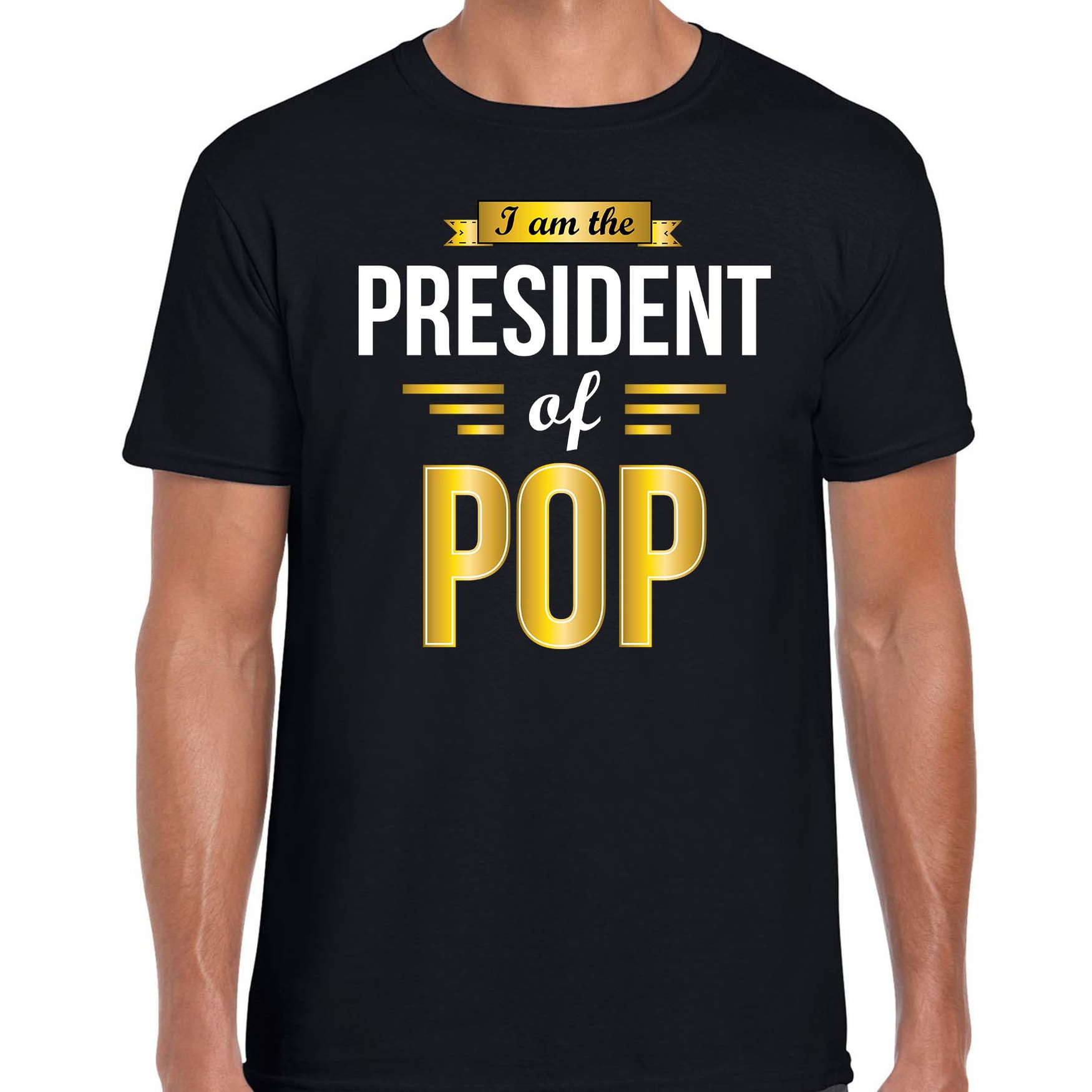 President of Pop cadeau t-shirt zwart heren Cadeau voor een Pop muziek liefhebber