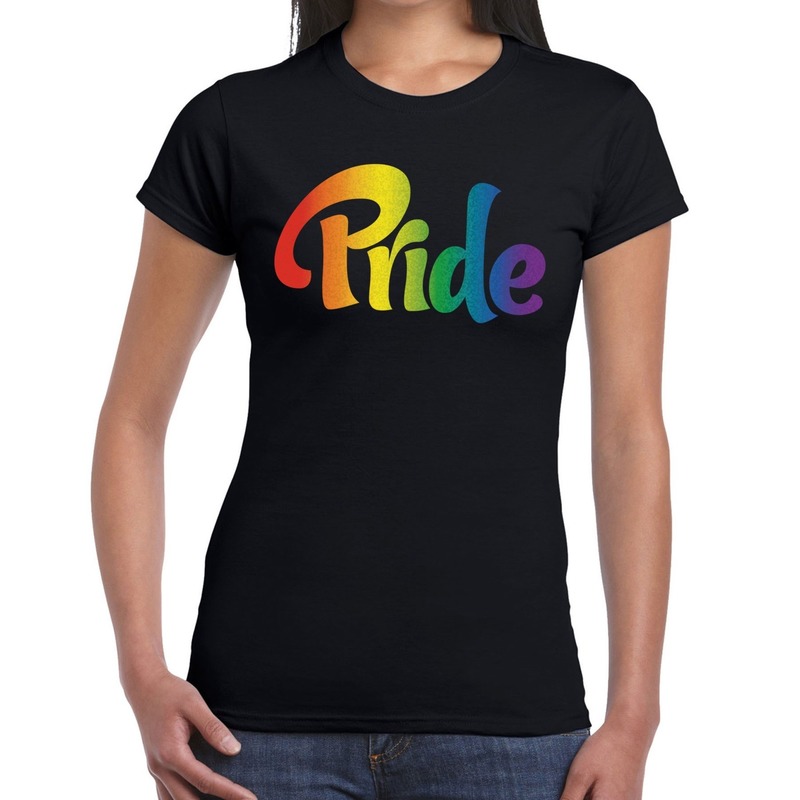 Pride gaypride shirt zwart voor dames