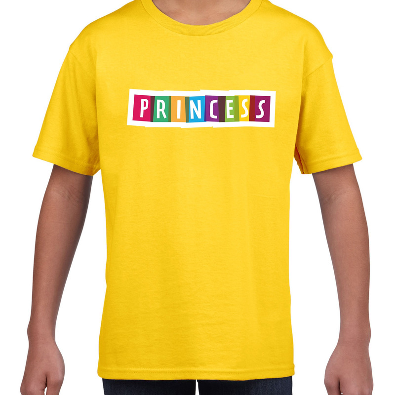 Princess fun tekst t-shirt geel kids