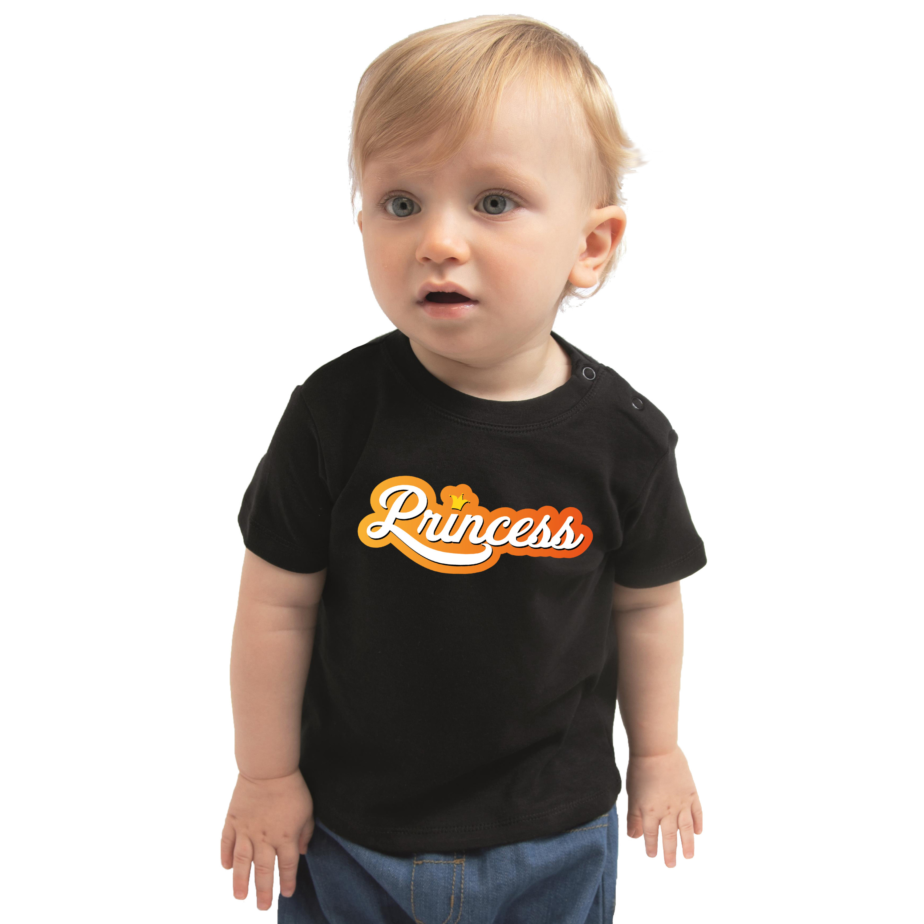 Princess Koningsdag t-shirt zwart voor babys