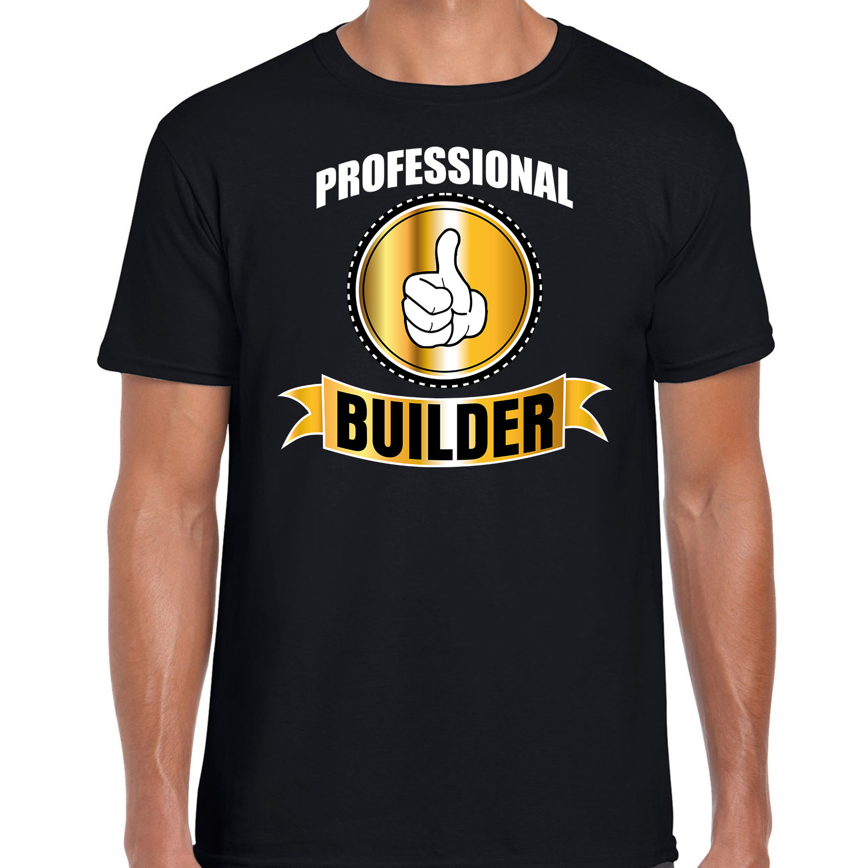 Professional builder-professionele bouwvakker t-shirt zwart heren Bouwvakker cadeau shirt