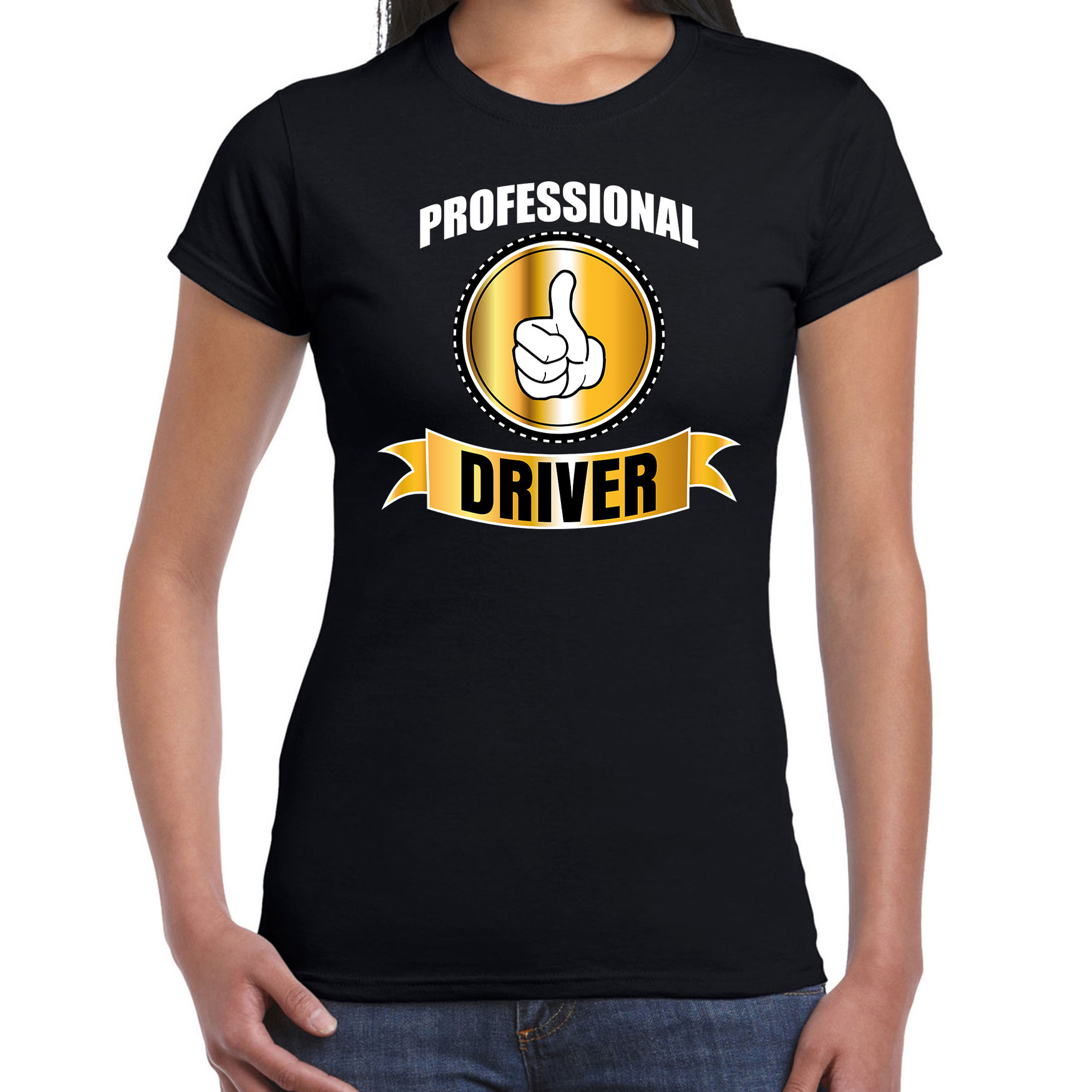 Professional driver-professionele chauffeur t-shirt zwart dames Chauffeur cadeau shirt