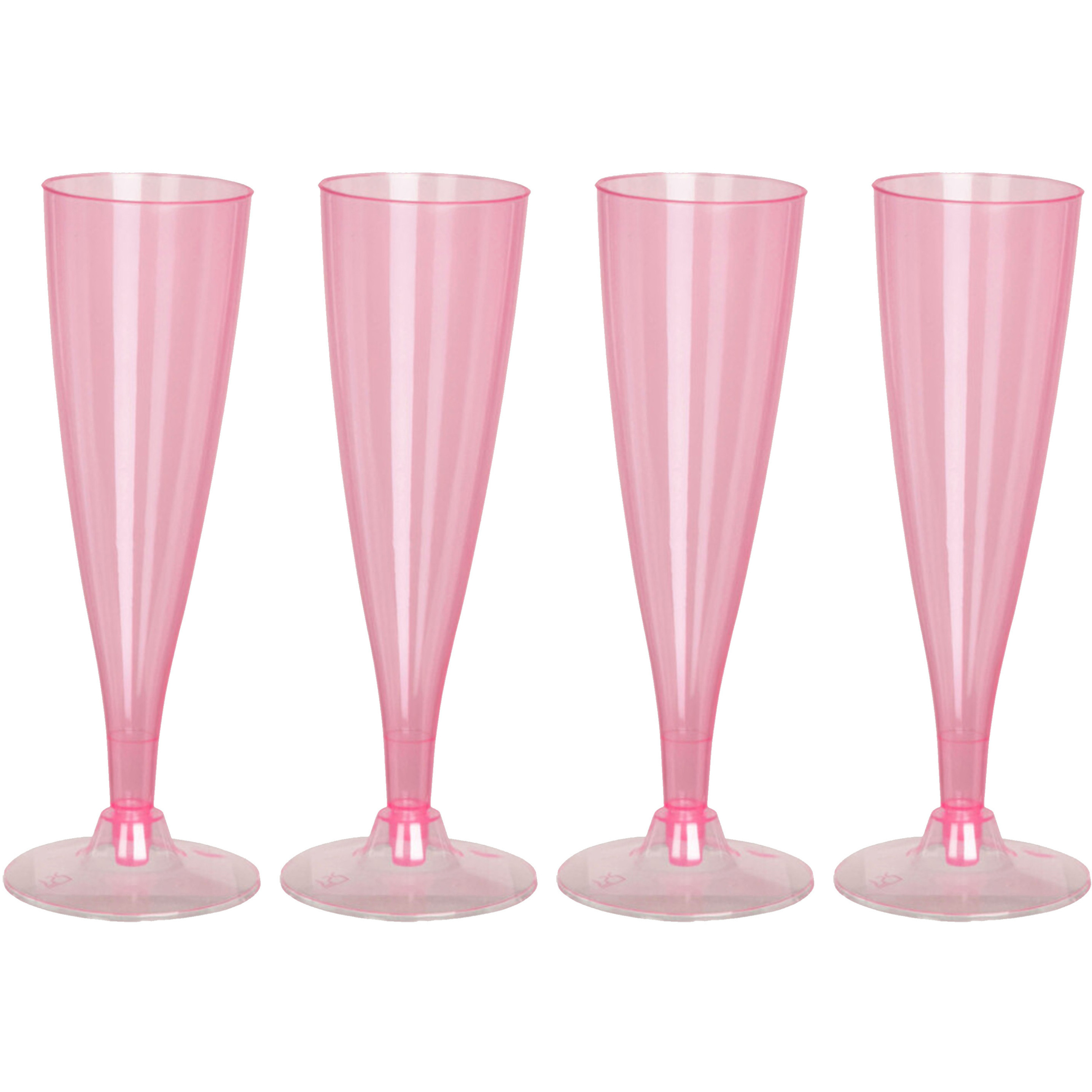 Prosecco-champagneglazen 4x roze kunststof 130 ml herbruikbaar