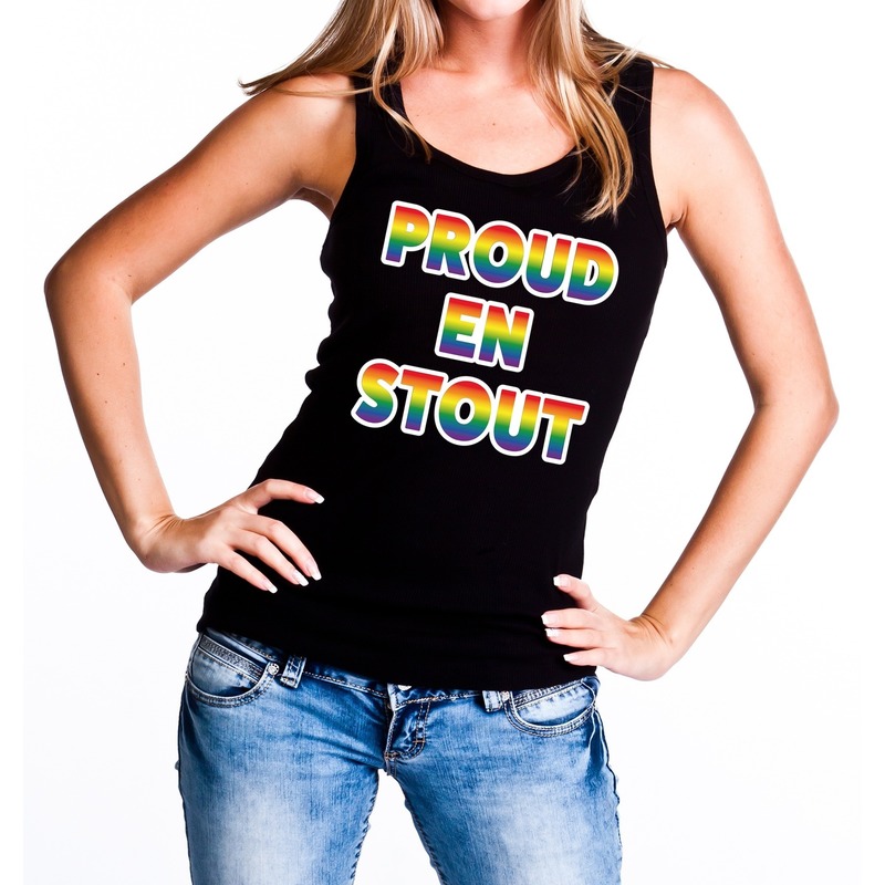 Proud en stout gaypride tanktop-mouwloos shirt zwart voor dames