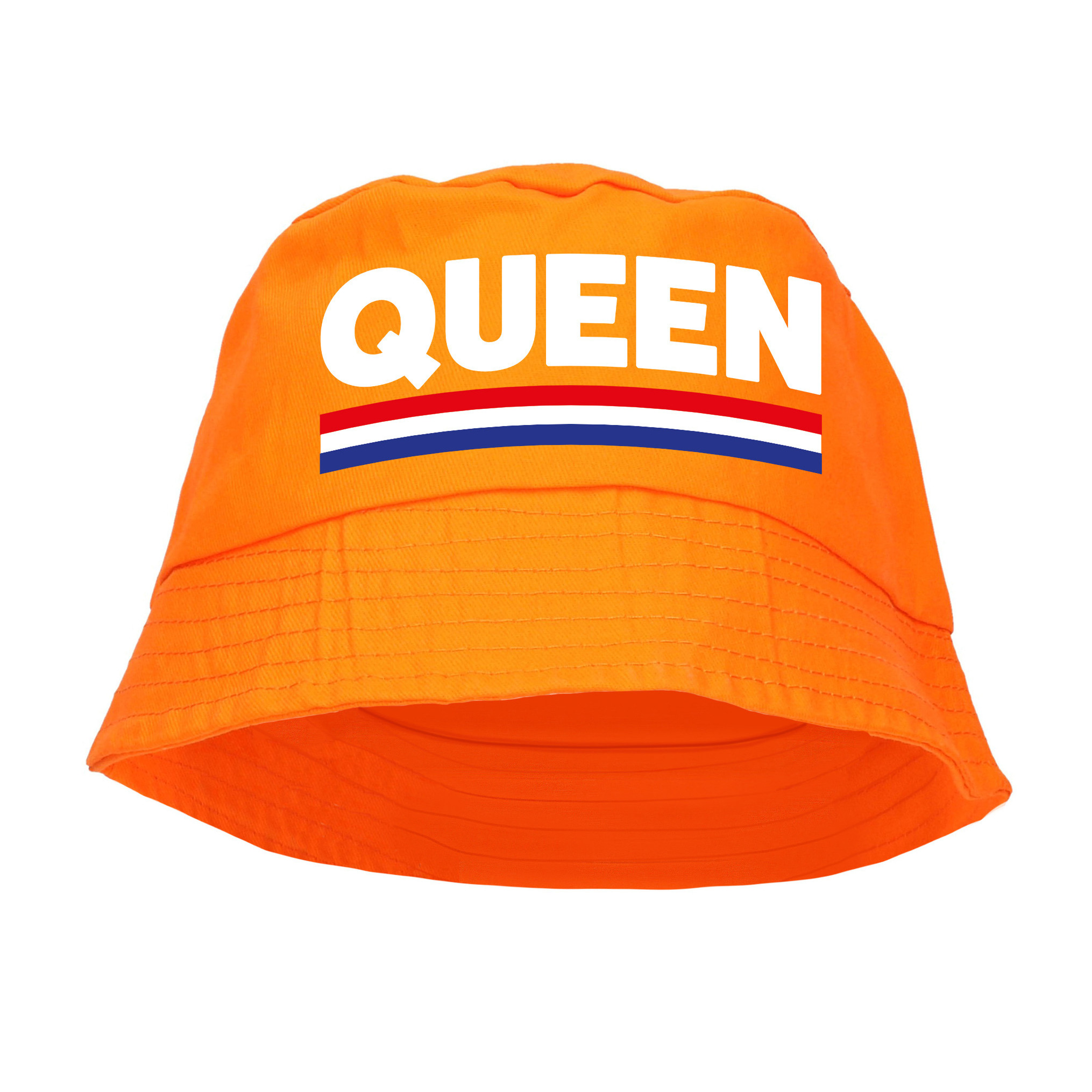 Queen bucket hat-zonnehoedje oranje voor Koningsdag- EK- WK