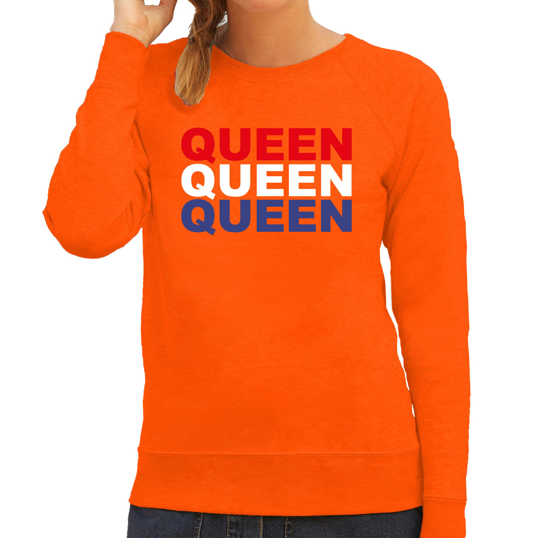 Queen sweater oranje voor dames Koningsdag truien
