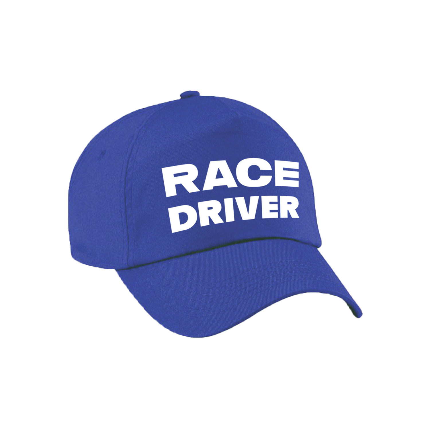 Race driver-auto coureur verkleed pet blauw voor kinderen