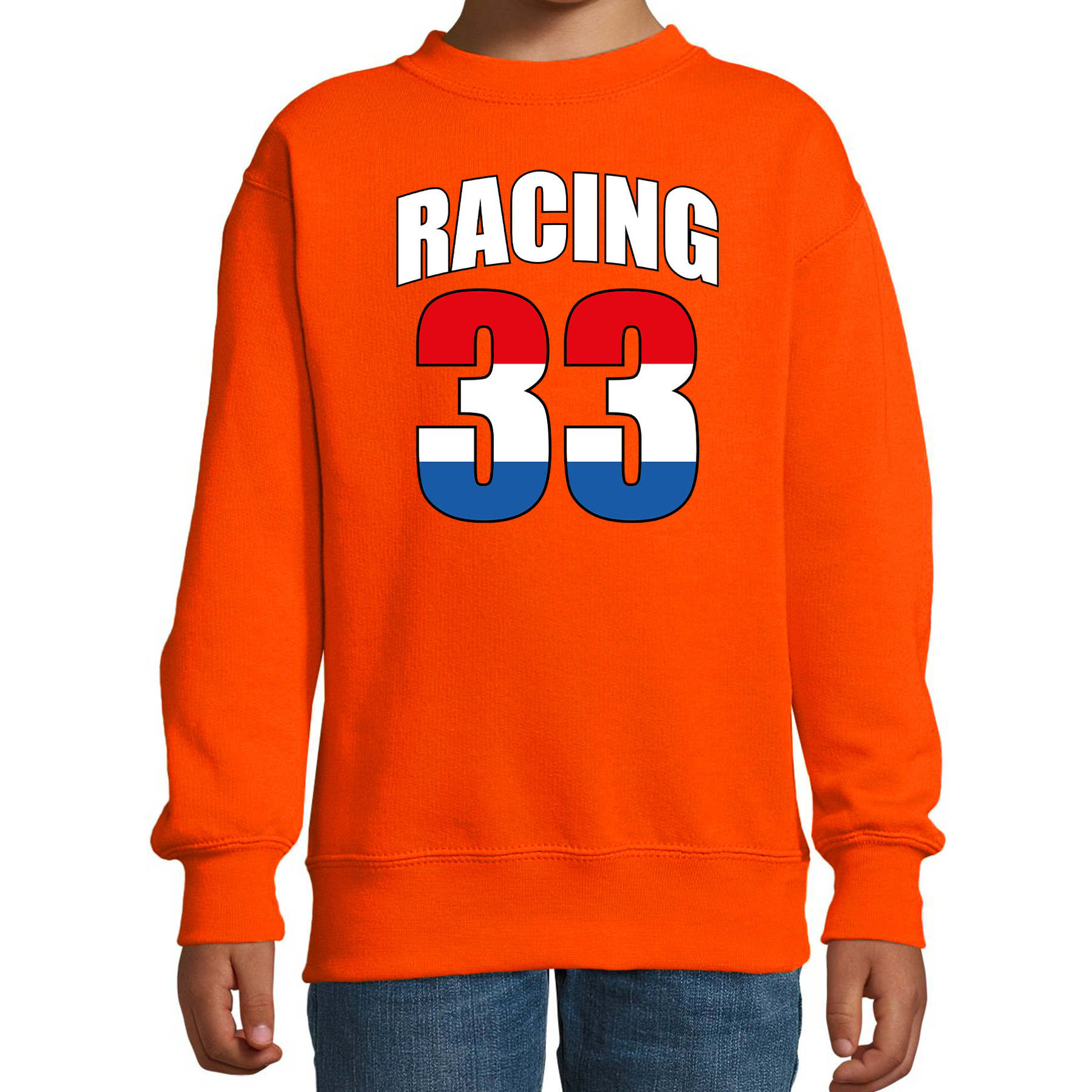 Racing 33 supporter-race fan sweater oranje voor kinderen