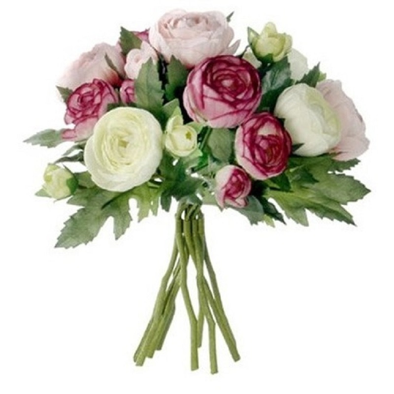 Ranunculus ranonkel zijde kunstbloemen kunstboeket roze 22 cm bruiloft-trouwerij-huwelijk