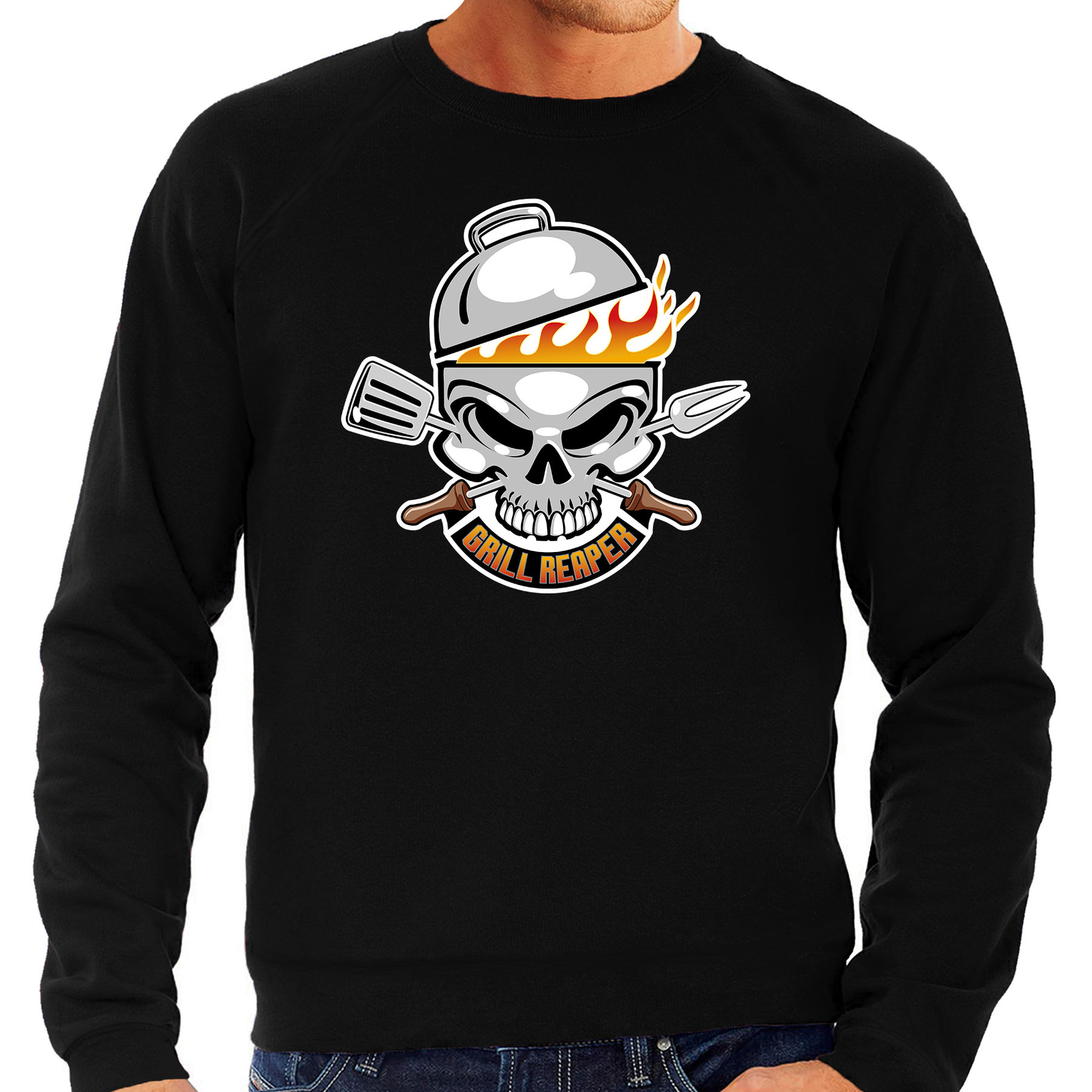 Reaper bbq-barbecue cadeau sweater-trui zwart voor heren