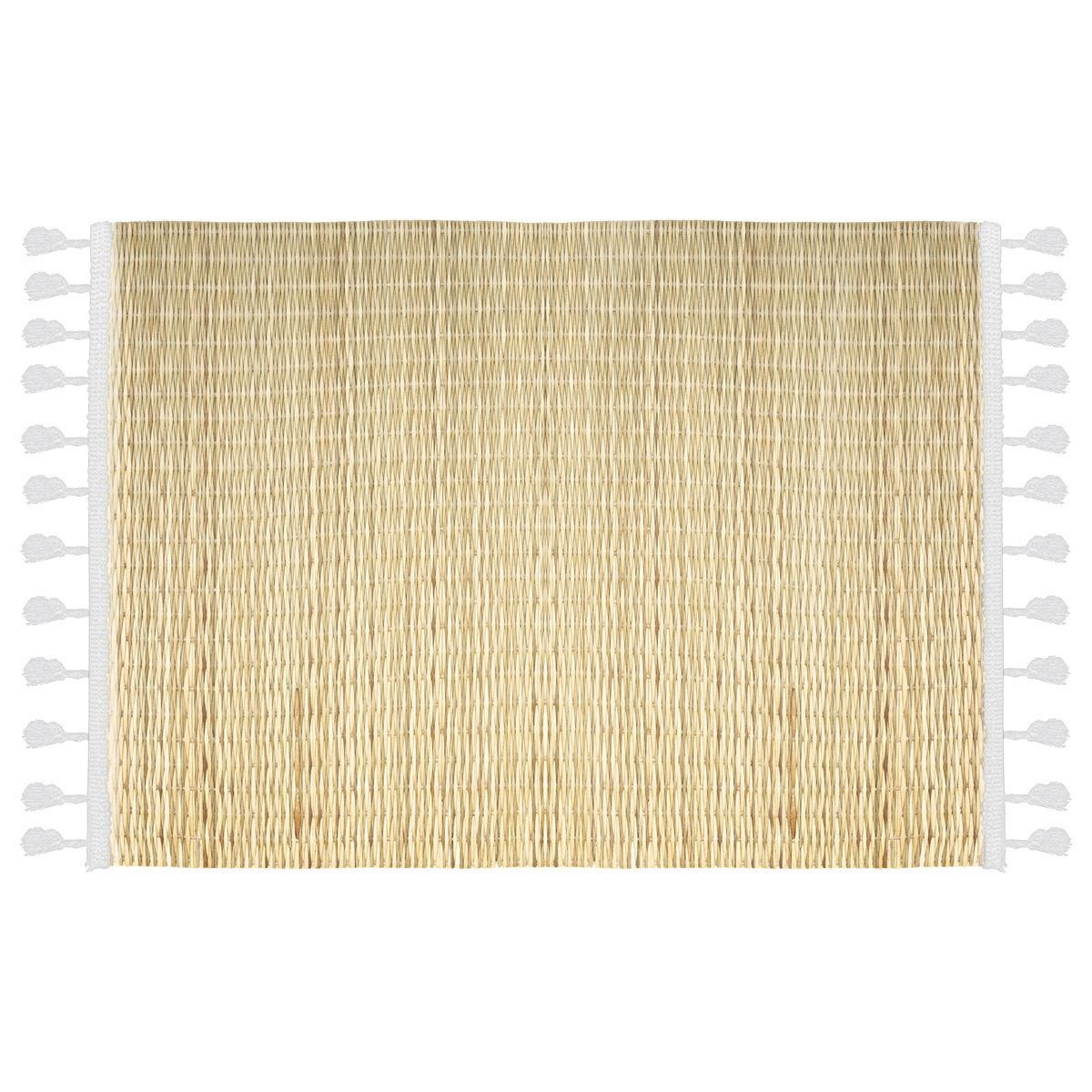 Rechthoekige placemat met franjes wit bamboe 45 x 30