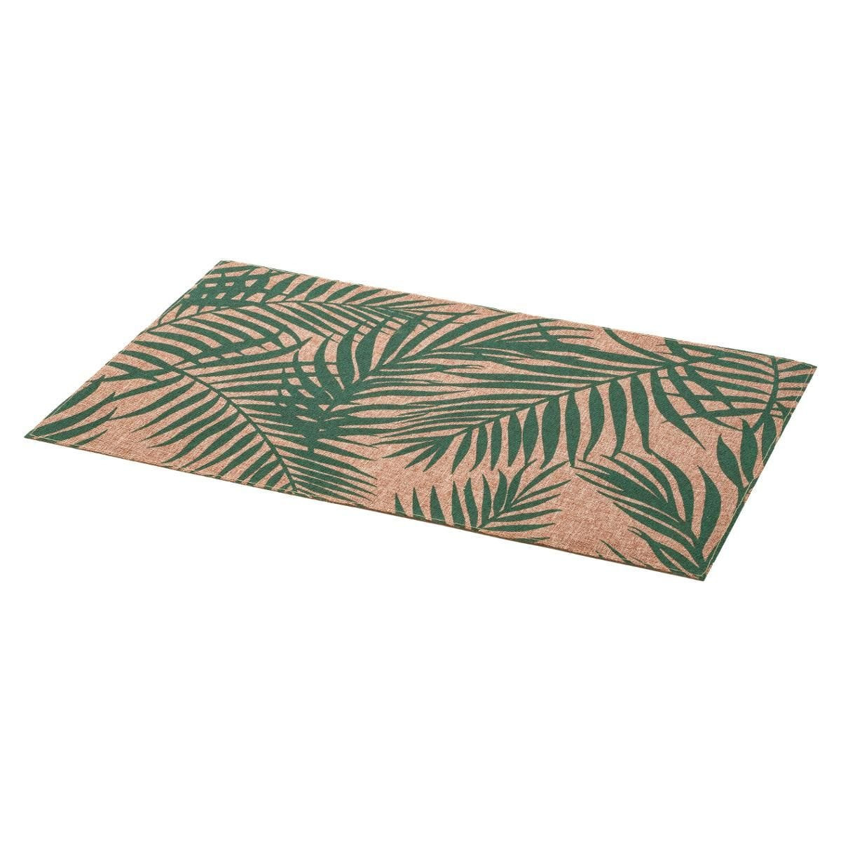 Rechthoekige placemat Palm groen linnen mix 45 x 30 cm