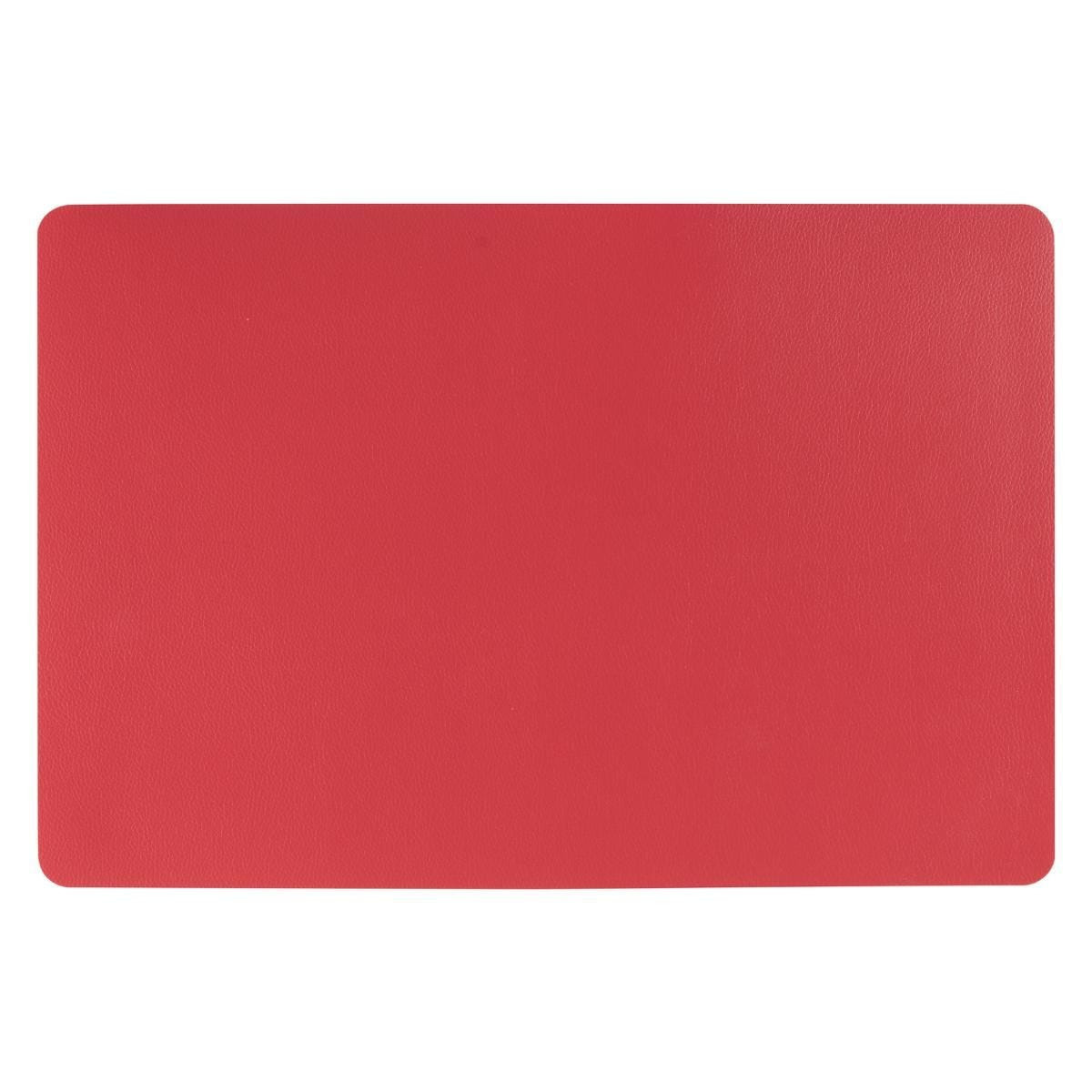 Rechthoekige placemat PU-leer- leer look rood 45 x 30 cm