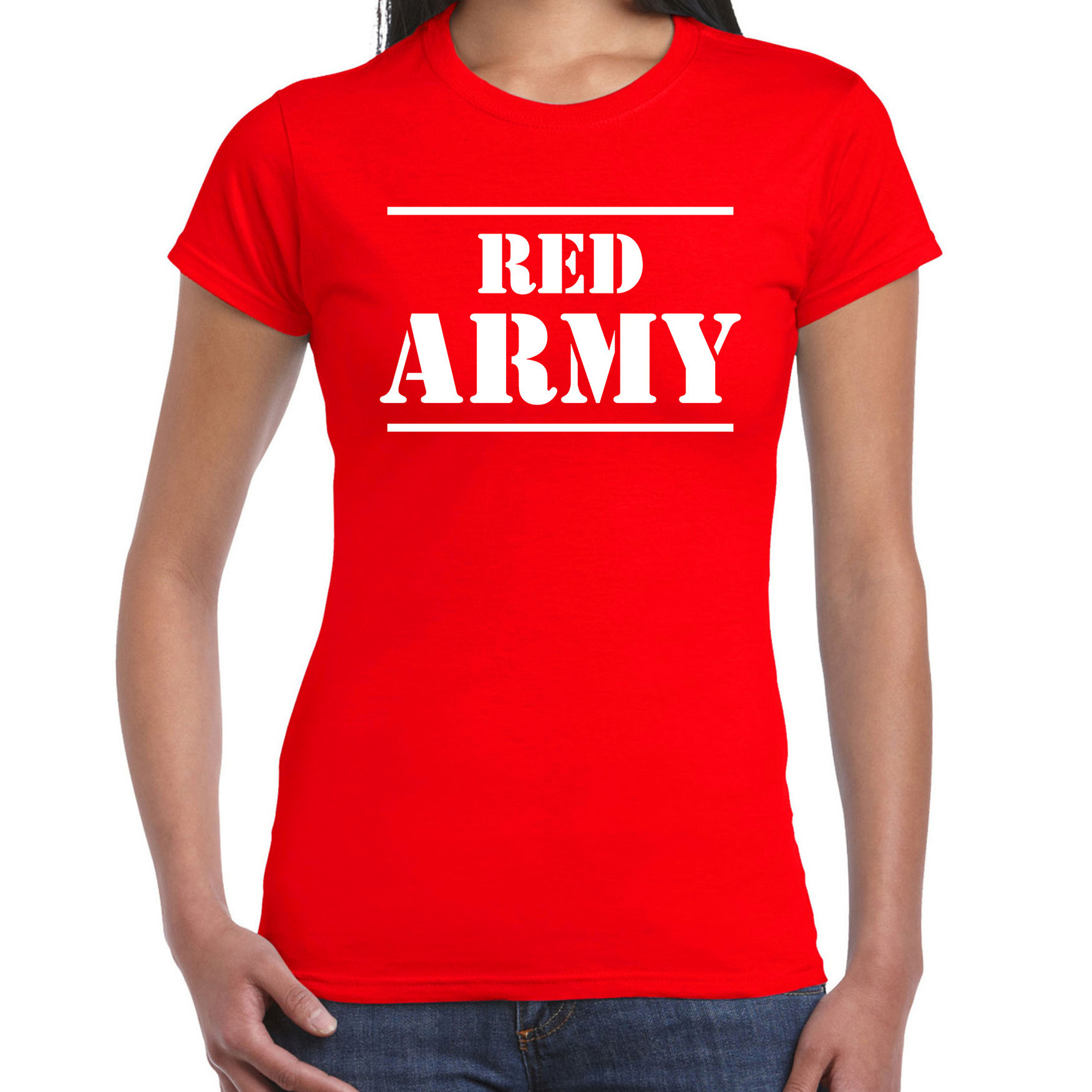 Red army-Rode leger supporter-fan t-shirt rood voor dames EK-WK-Belgie