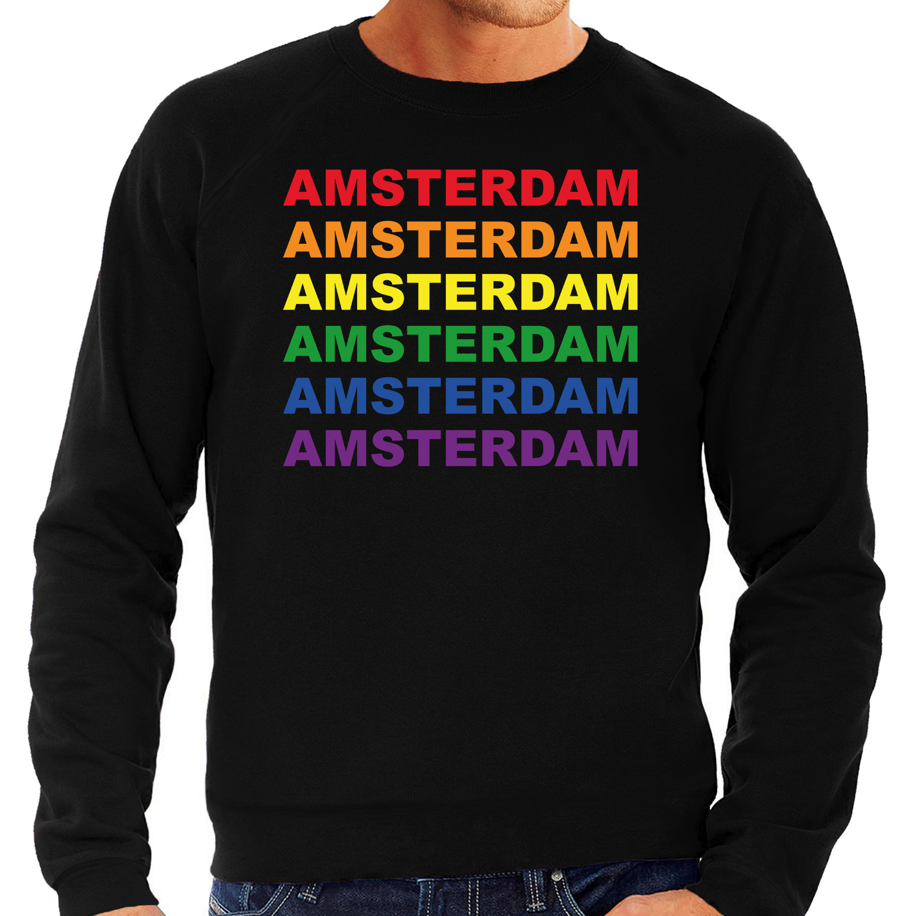 Regenboog Amsterdam gay pride zwarte sweater voor heren