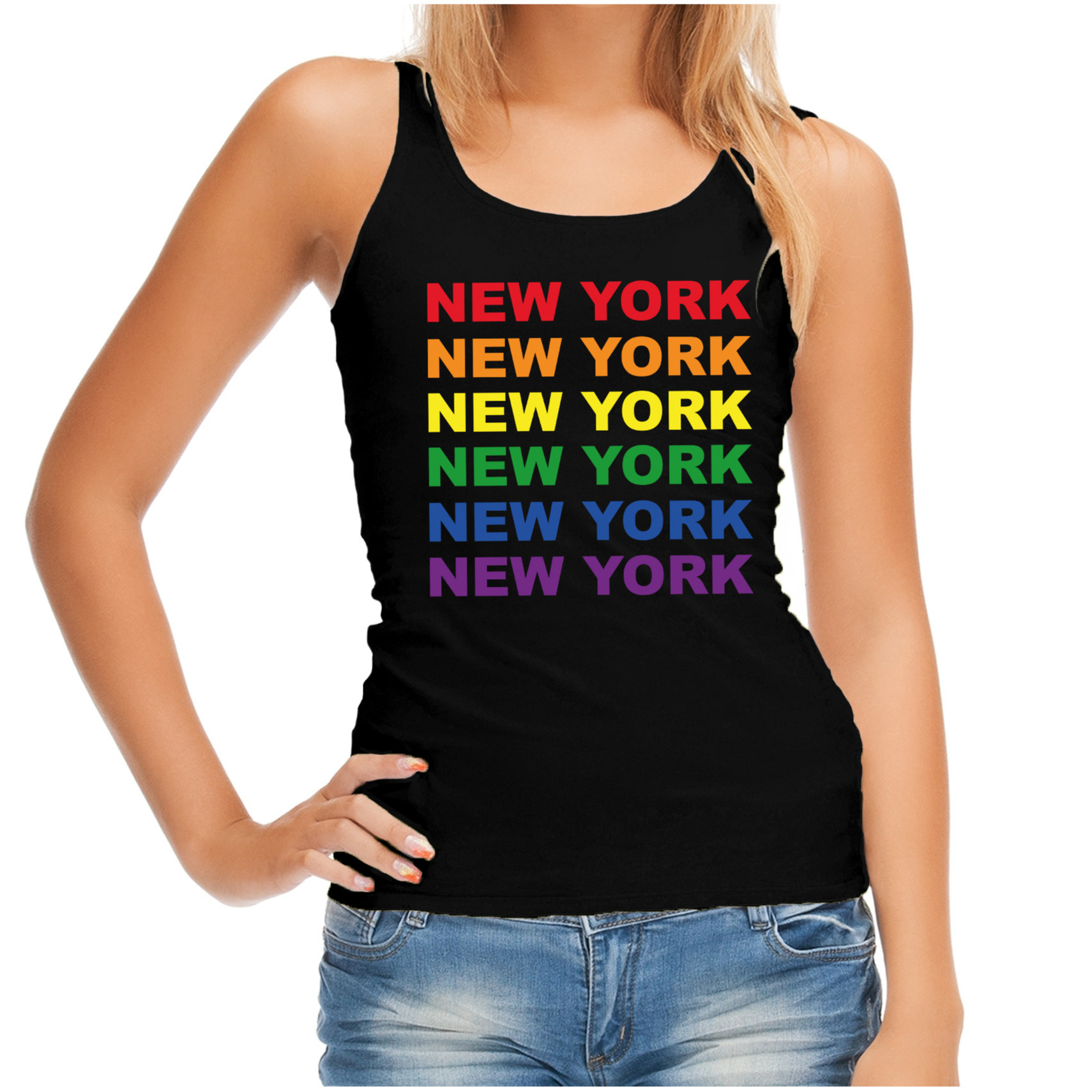 Regenboog New York gay pride zwarte tanktop voor dames