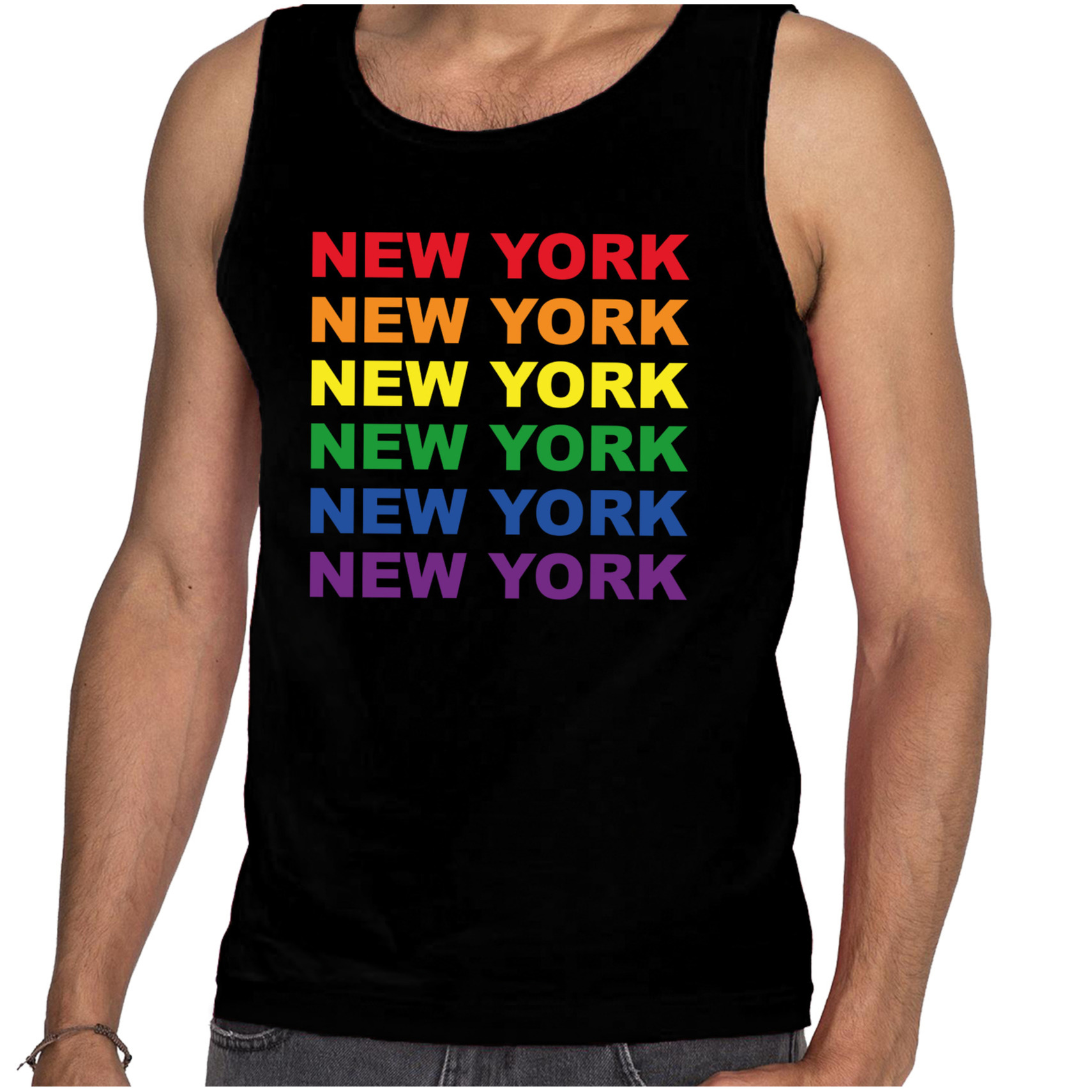 Regenboog New York gay pride zwarte tanktop voor heren
