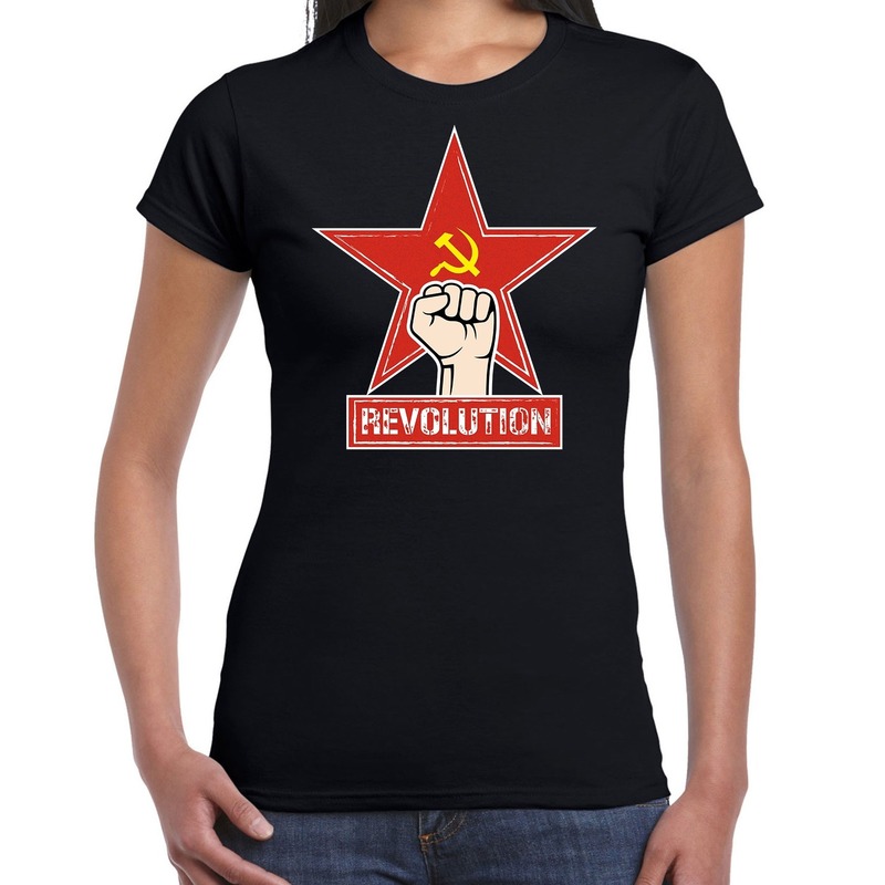 Revolution-rode ster communistische t-shirt zwart voor dames