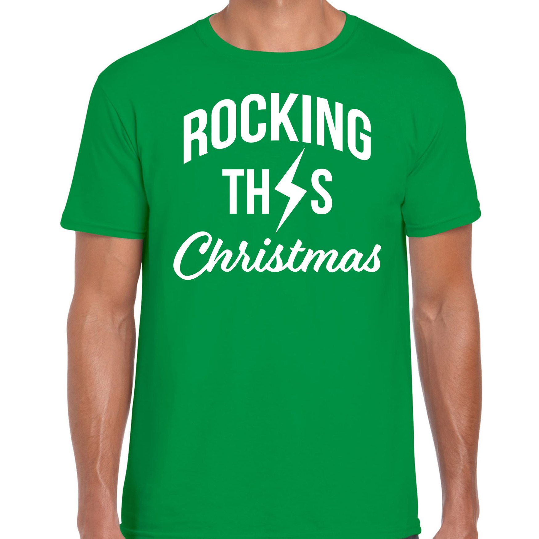 Rocking this Christmas fout Kerstshirt-t-shirt groen voor heren