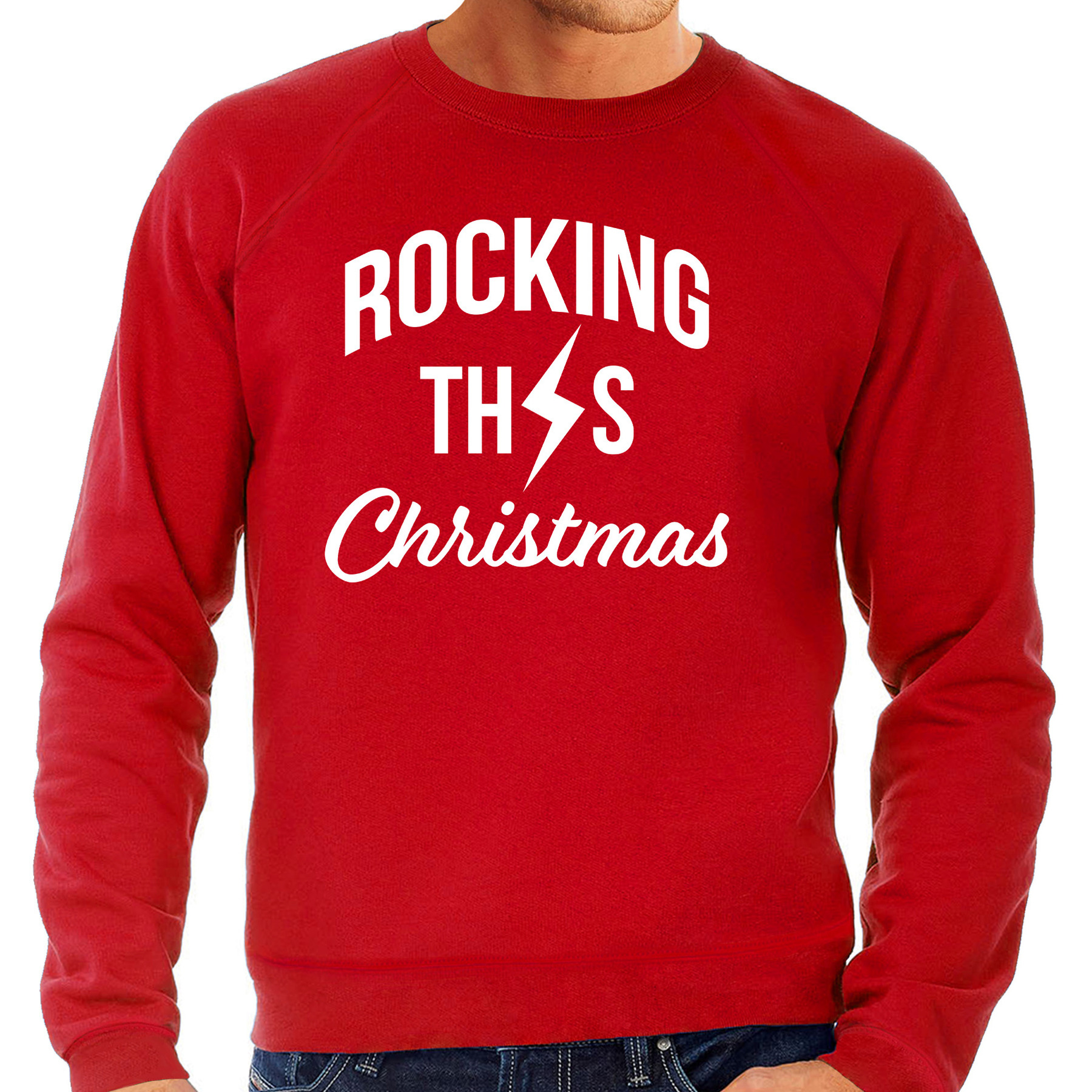 Rocking this Christmas foute Kerstsweater-Kersttrui rood voor heren