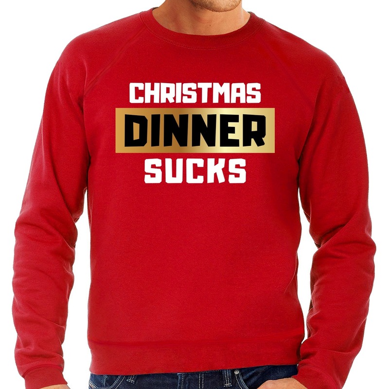 Rode foute kersttrui-sweater Christmas dinner-kerstdiner sucks voor heren