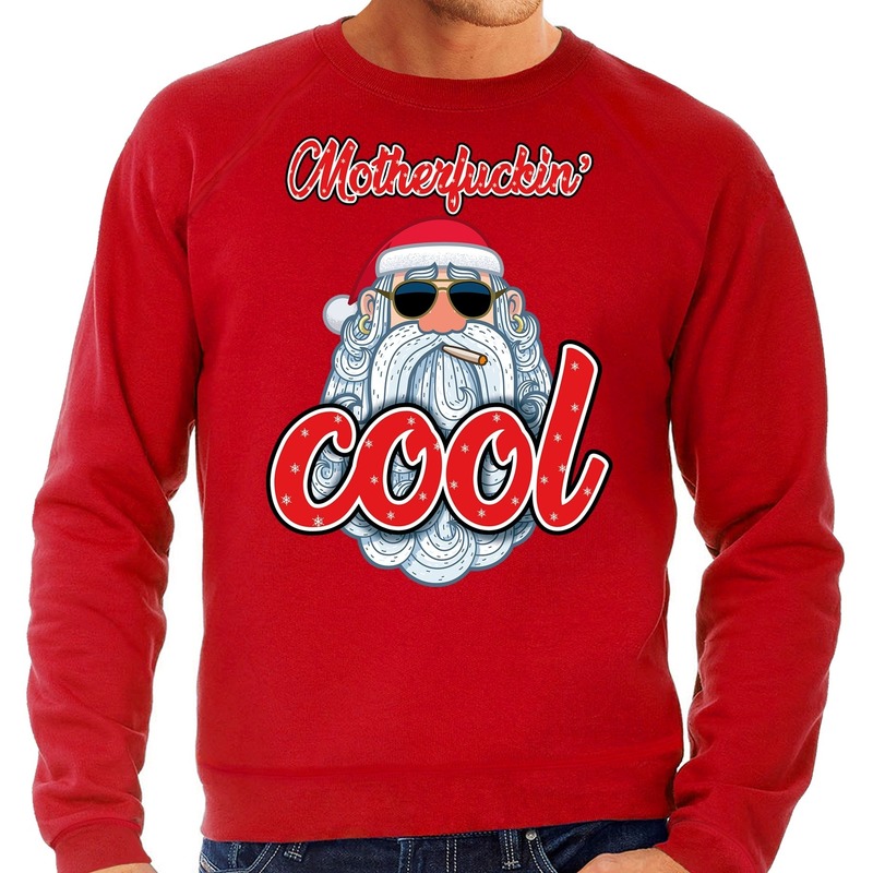 Rode foute kersttrui-sweater coole kerstman voor heren