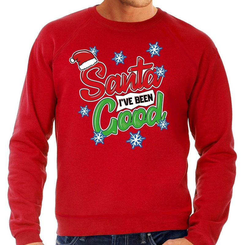 Rode foute kersttrui-sweater Santa I have been good voor heren