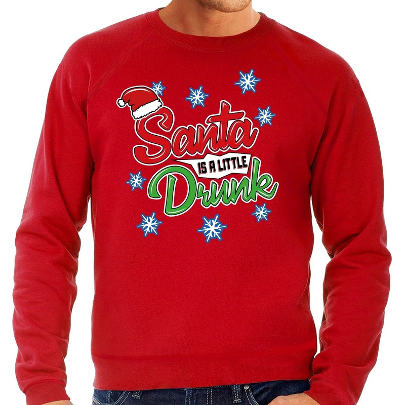 Rode foute kersttrui-sweater Santa is a little drunk voor heren