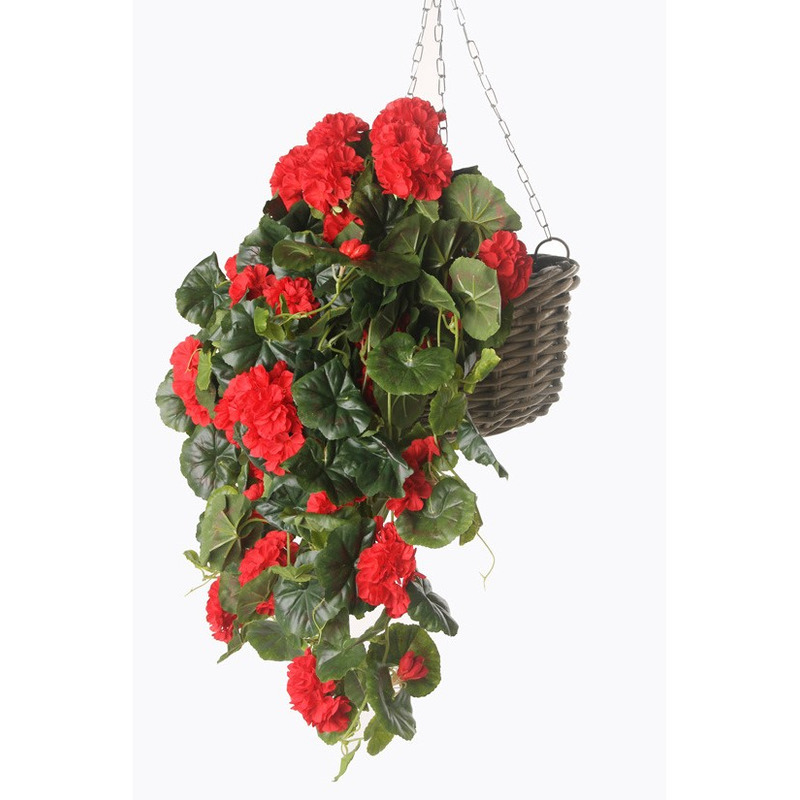 Rode geranium kunstplant hangplant 70 cm
