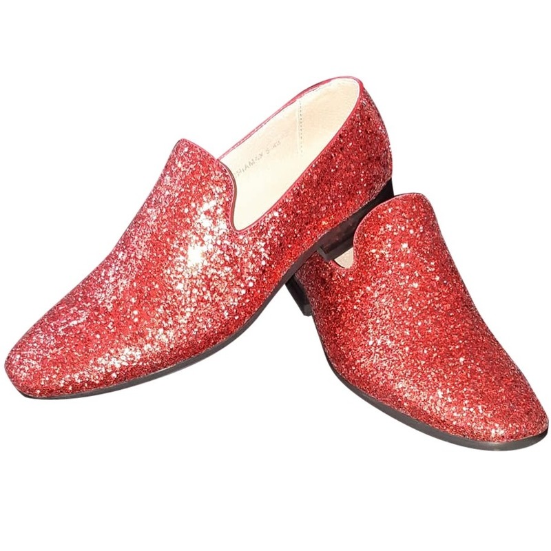 Rode glitter disco loafers-instap schoenen voor heren