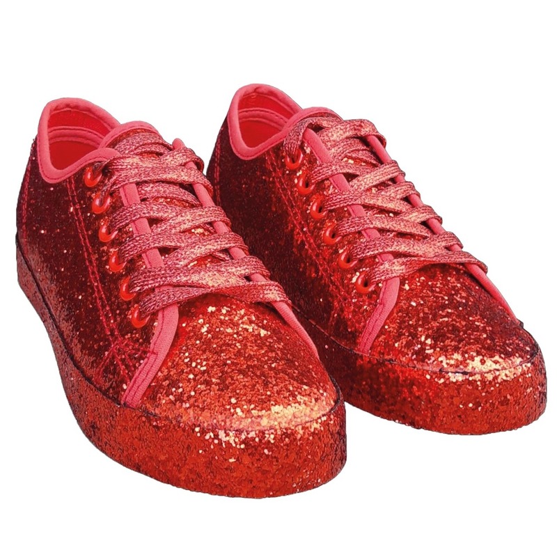 Rode glitter disco sneakers-schoenen voor dames