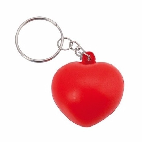 Rode hartvormige stressbal sleutelhanger
