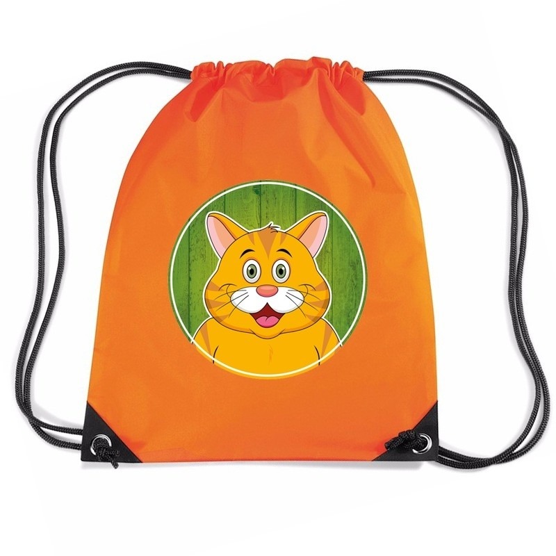 Rode katten-poes rugtas-gymtas oranje voor kinderen