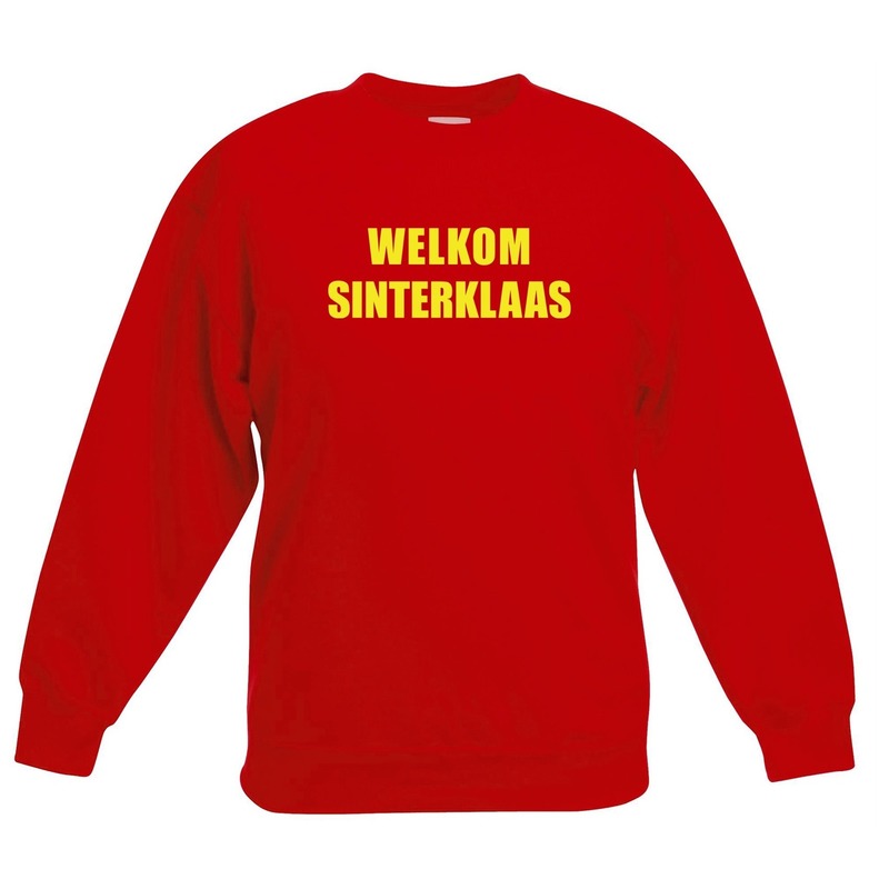 Rode Sinterklaas trui-sweater Welkom Sinterklaas voor kinderen