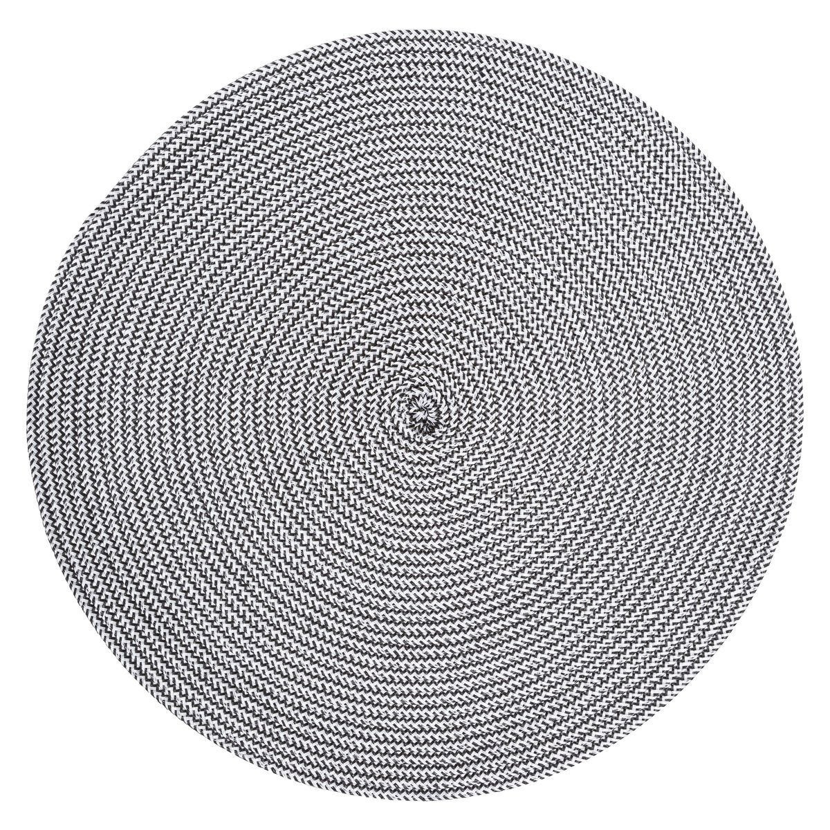 Ronde placemat gevlochten kunststof zwart-wit 38 cm