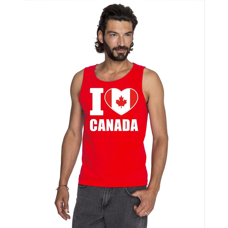 Rood I love Canada fan singlet shirt- tanktop heren